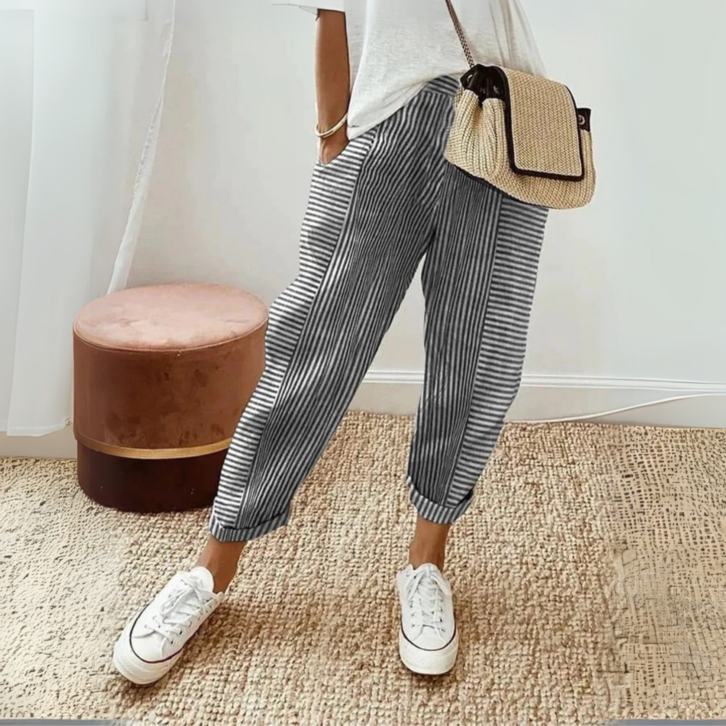 Taikoo | Classic Striped Cotton Trousers