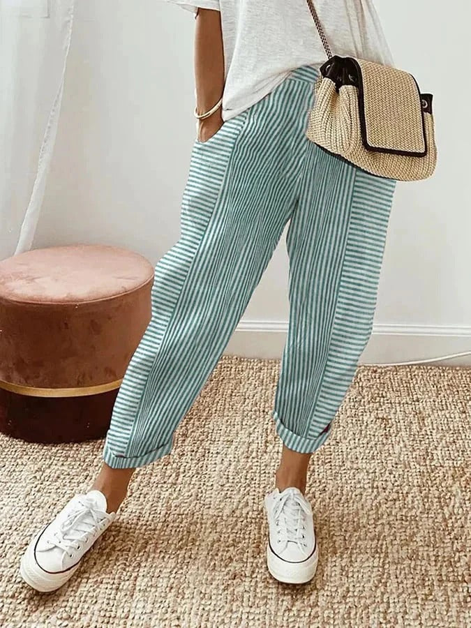 Taikoo | Classic Striped Cotton Trousers