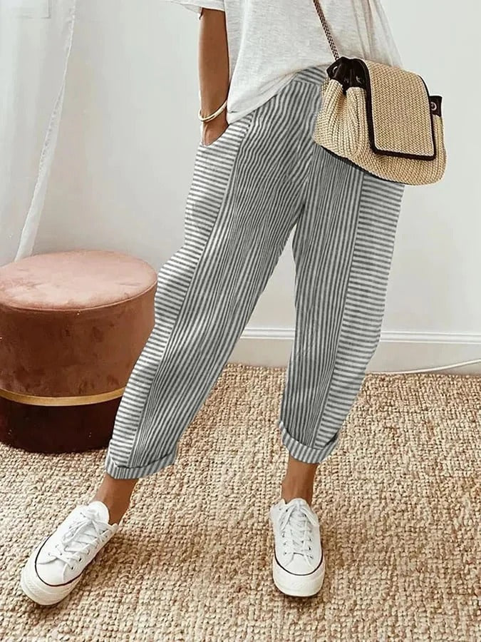 Taikoo | Classic Striped Cotton Trousers