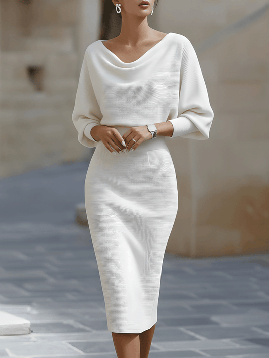Taikoo | Classic Draped Cowl Midi Dress
